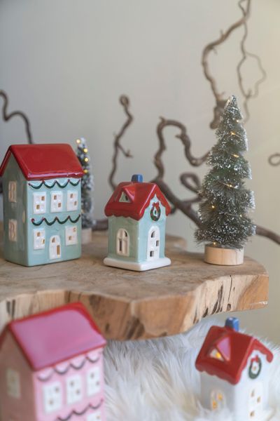 Huvudbild LED Hus 11cm - Röd/Blå