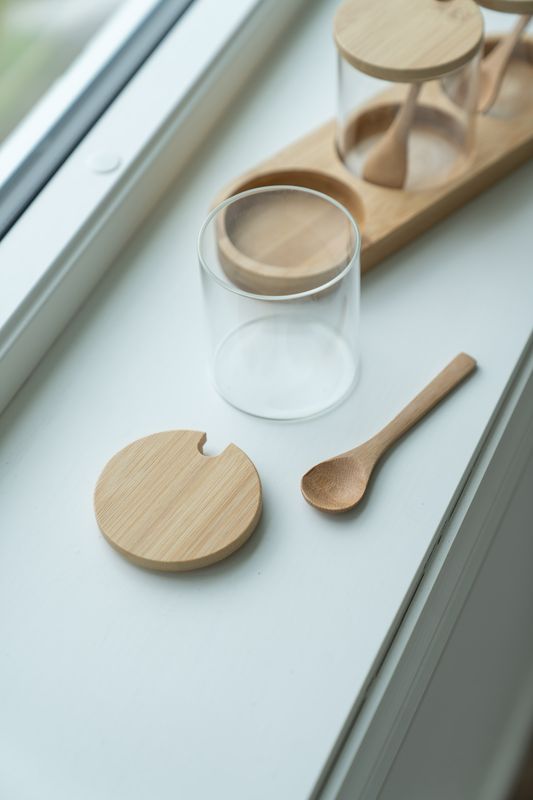 Glasburkar med sked – set med 3 burkar
