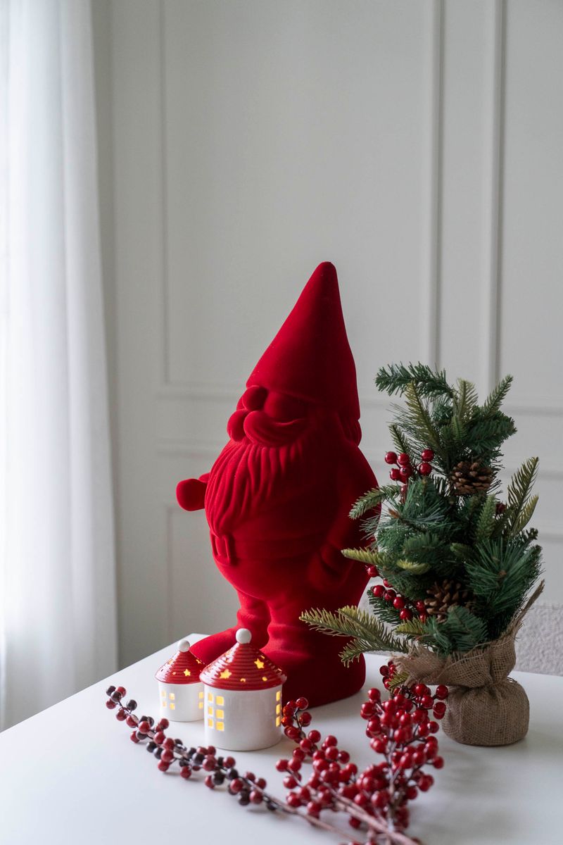 Velour Tomte 56cm Röd