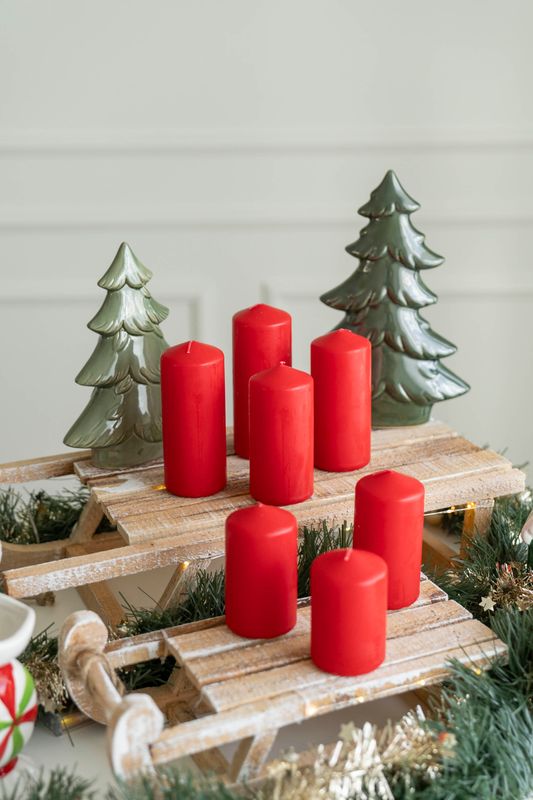 Blockljus Set 7pk – Röd