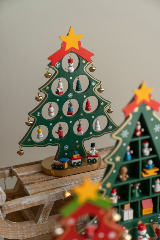 Julgran med pynt 27cm Grön