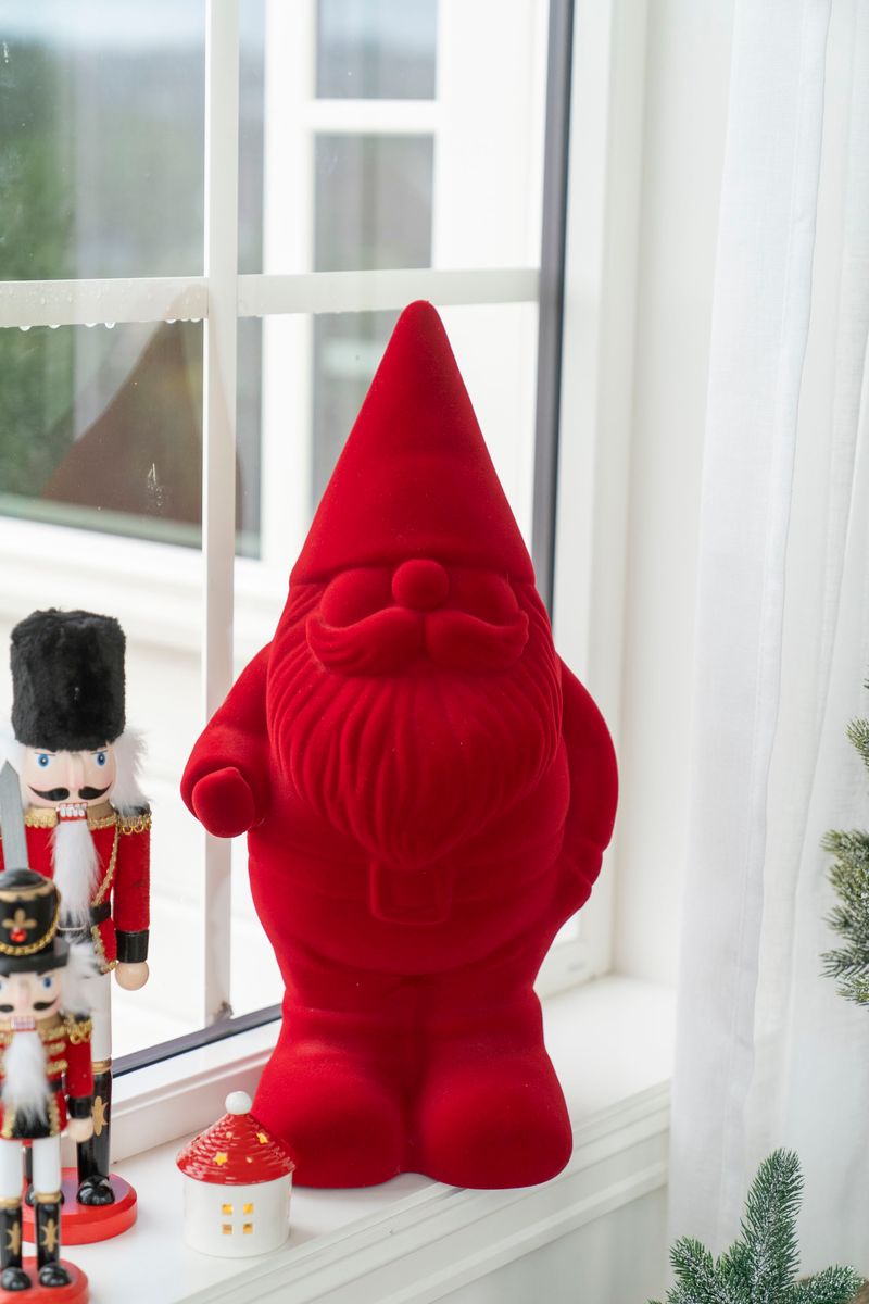 Velour Tomte 56cm Röd