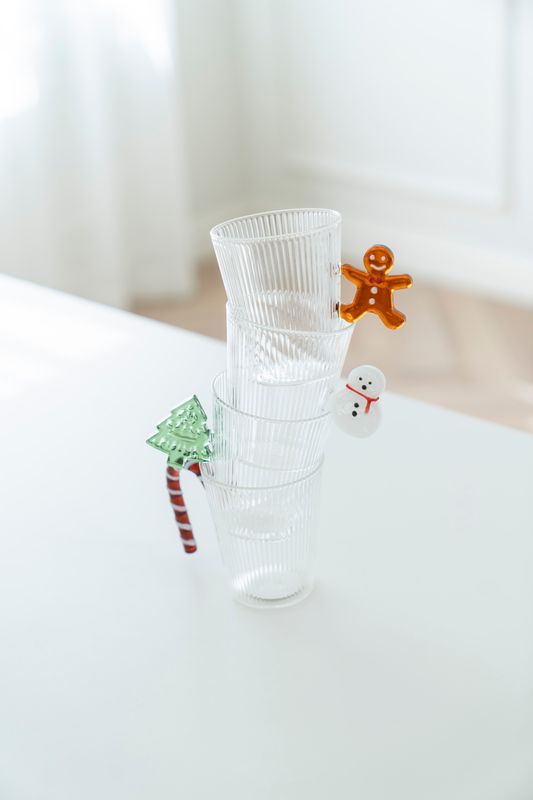 Tekopp - Glas Räfflor Candy Cane