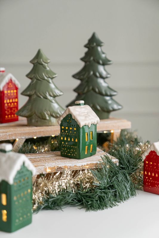 LED Hus/m snø 13cm - Grønn