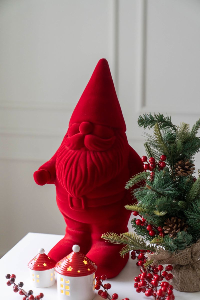 Velour Tomte 56cm Röd
